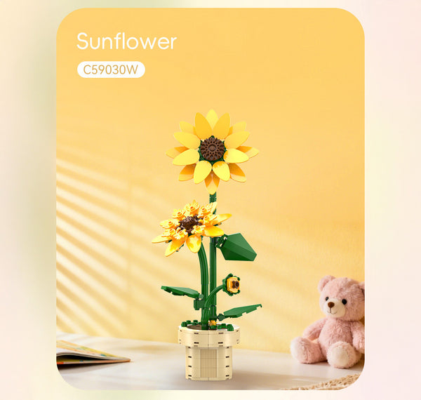 CADA CREATIVE Sunflower Building Block Planter - 187 pcs