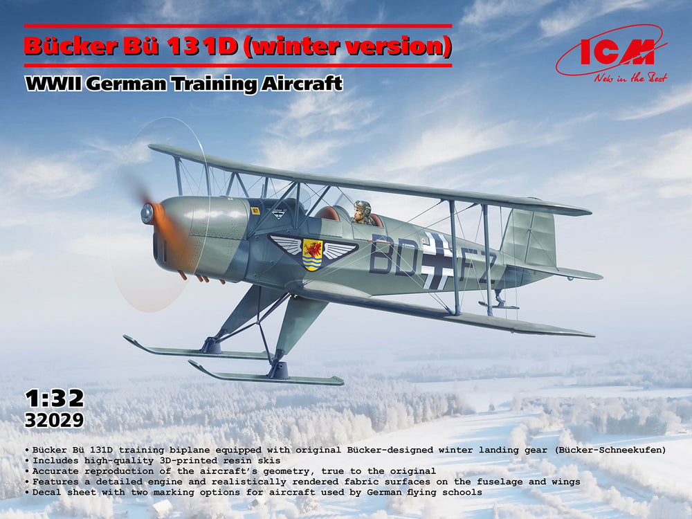 ICM 1/32 scale Bücker Bü 131D (Winter Version), WWII German Training Aircraft
