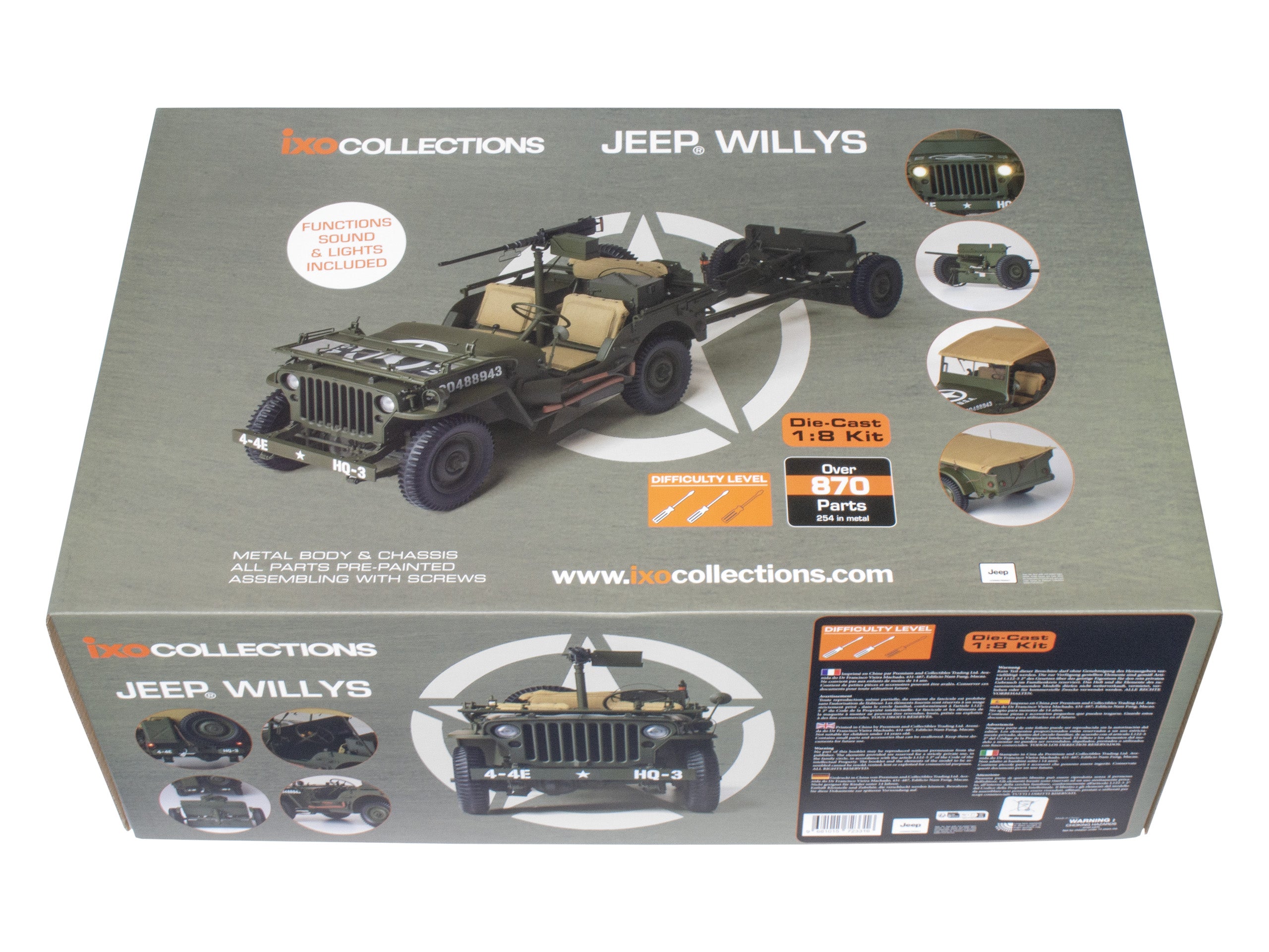 IXO COLLECTIONS Full Kit WW2 US Willys & Acc. 1/8 Scale Metal Kit ...