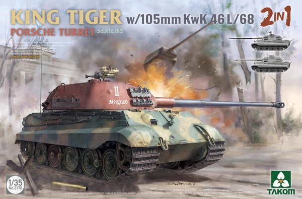 TAKOM 1/35 WW2 German Sd.Kfz.182 King Tiger Porsche Turret With 105mm KwK 46L/68 tank