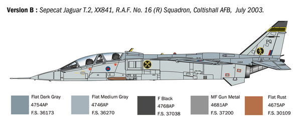 Italeri 1/72nd scale model kit Jaguar T.2 RAF Trainer.