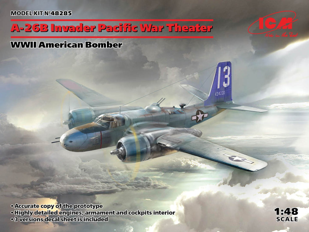 ICM 1/48 A-26B WW2 US Invader Pacific War Theater, WWII American Bomber