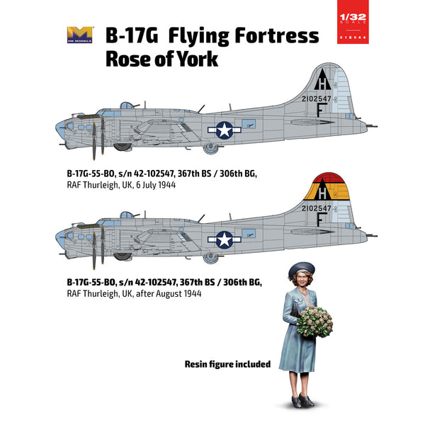 HONG KONG MODEL 1/32 WW2 USAF B-17G Rose of York - LIMITED EDITION