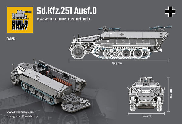 Build Army Brick building model WW2 GERMAN Sd. Kfz. 251 Ausf.D