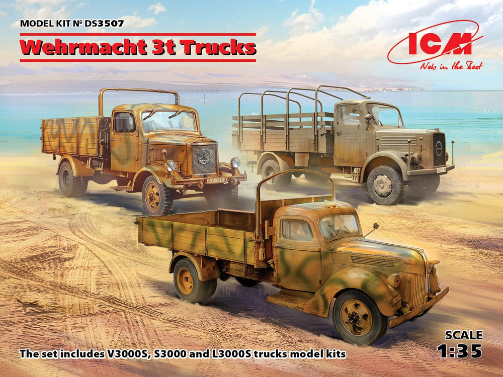 ICM 1/35 WW2 German Wehrmacht 3t Trucks (V3000S, KHD S3000, L3000S)