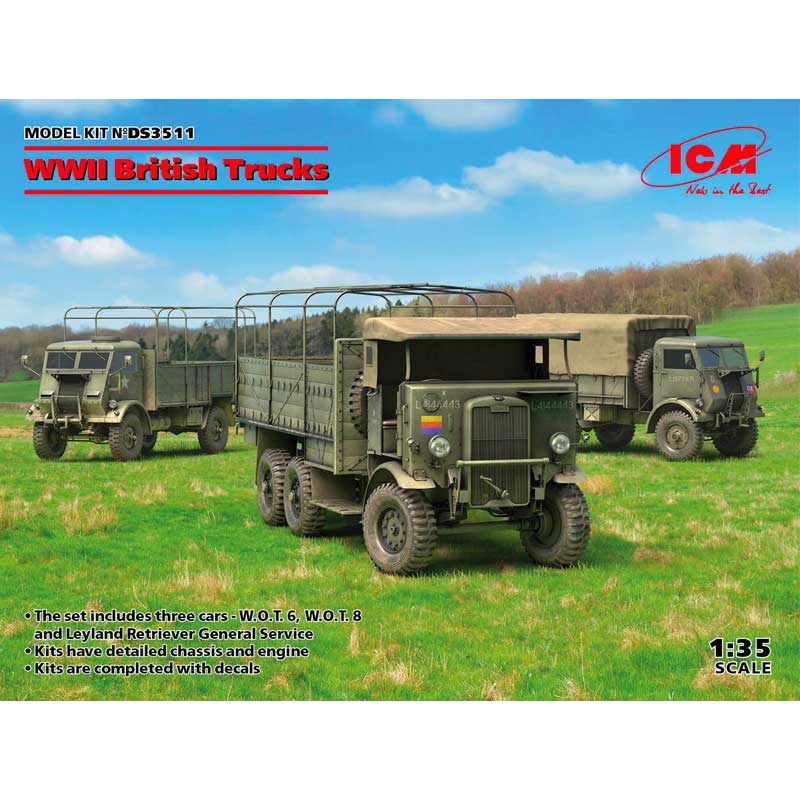 ICM 1/35 WW2 British Trucks (Model W.O.T. 6, Model W.O.T. 8, Leyland Retriever General Service)