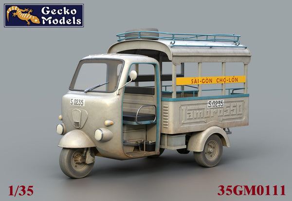 Gecko Models 1/35 scale of Saigon Shuttle Tricar w/Driver & passengers model kit(Vietnam War Era)
