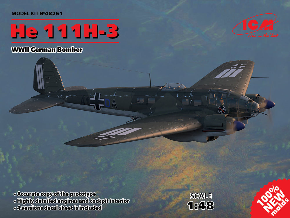 ICM 1/48 WW2 German He 111H-3, WWII German Bomber