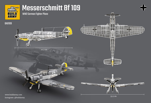 Build Army Brick building model WW2 GERMAN Messerschmitt Bf 109