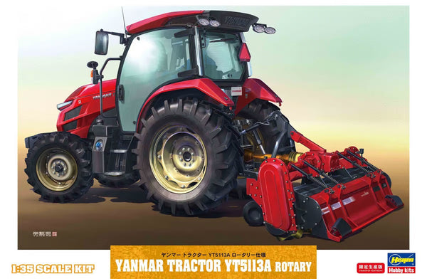 Hasegawa 1:35 Yanmar Tractor YT5113A With Rotary Attachment Kit