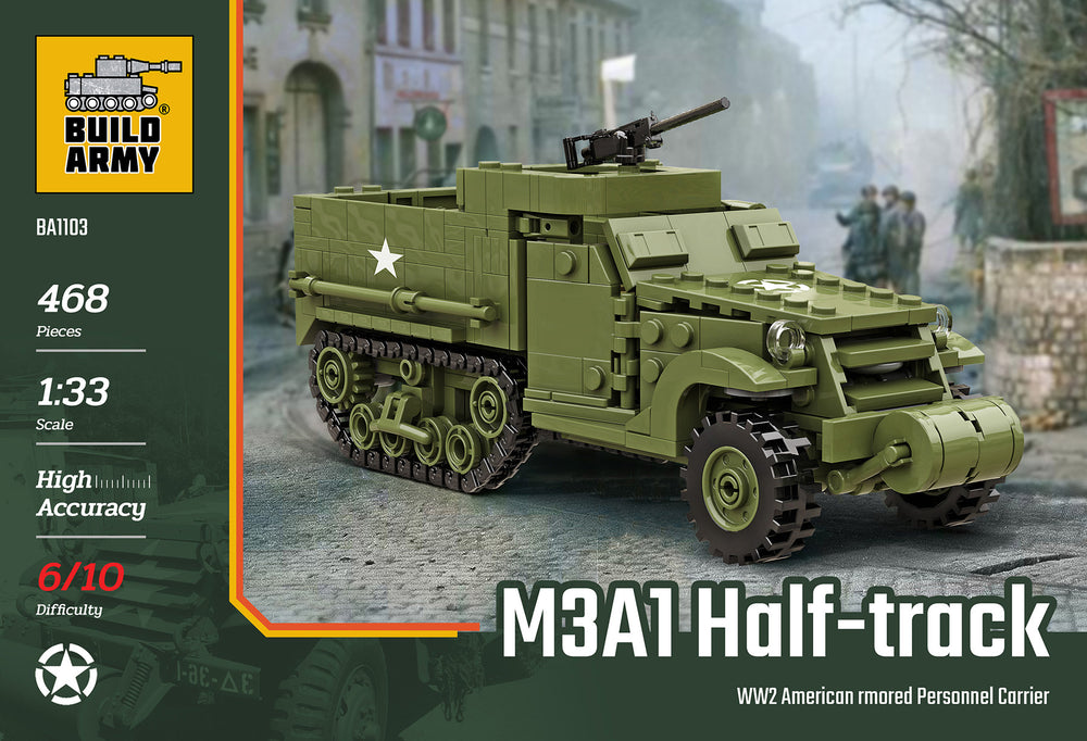 Build Army Brick building model WW2 USA M3A1 Half-Track APC | Fields of ...