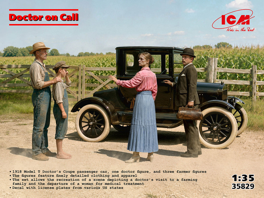 ICM 1/35 scale ‘Doctor on Call’ 1918 Model T Car with 4 Figures