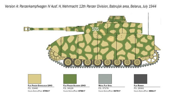 Italeri 1/35 WW2 German Pz. Kpfw. Iv Ausf. H C tank model kit