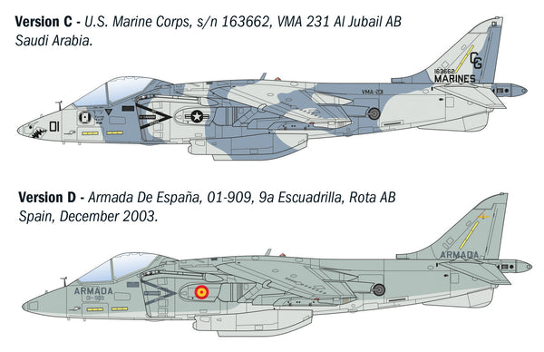 Italeri 1/72 scale AV-8B Harrier II jump jet model kit