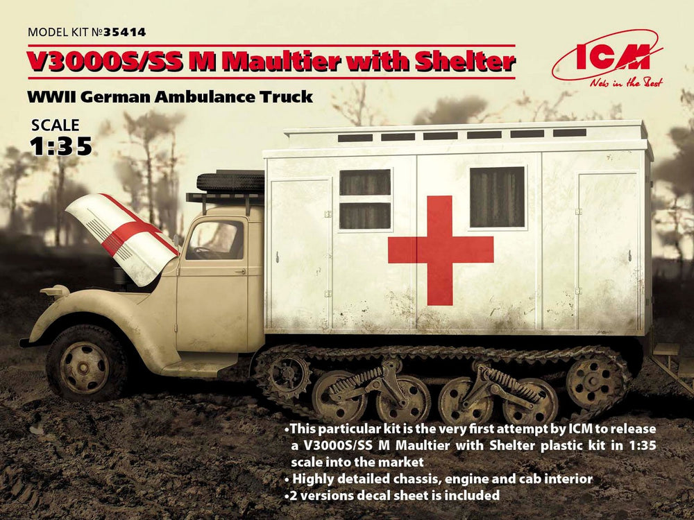 ICM 1/35 WW2 V3000S/SS M Maultier with Shelter, WWII German Truck
