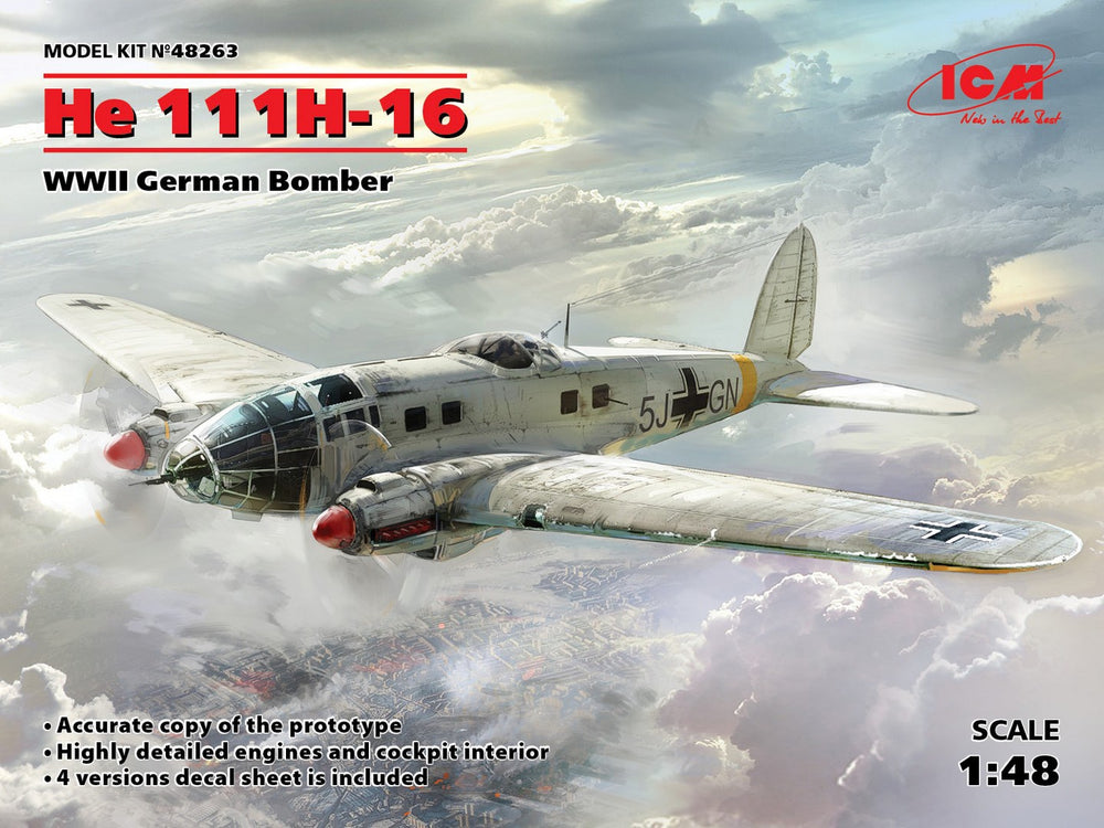 ICM 1/48 WW2 He 111H-16, WWII German Bomber
