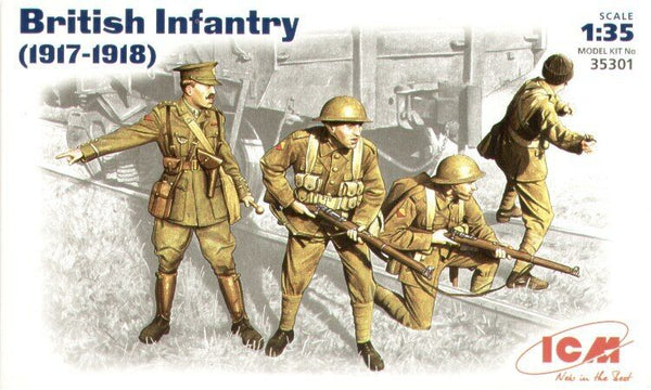 ICM 1/35 WW1 British Infantry (1917-1918) (4 figures - 1 officer, 3 soldiers)