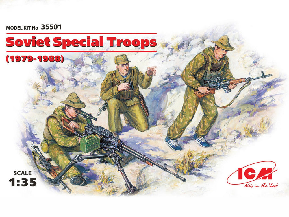 ICM 1/35 Russian Soviet Special Troops (1979-1988) (3 figures - 1 officer, 2 soldiers)