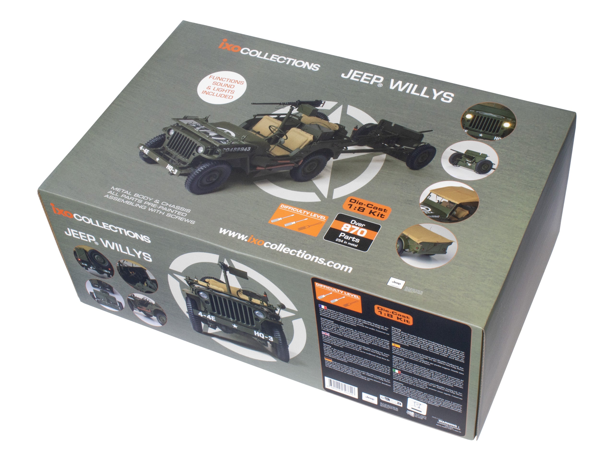 IXO COLLECTIONS Full Kit WW2 US Willys & Acc. 1/8 Scale Metal Kit ...