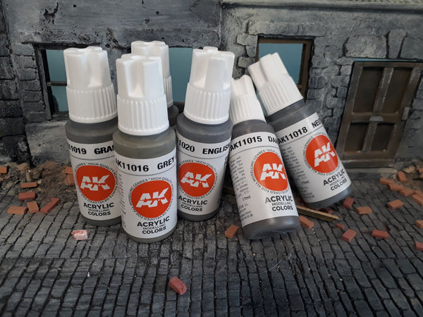AK paint pack for FoG buildings set #2 (6 x 17ml bottles) Brick buildings.