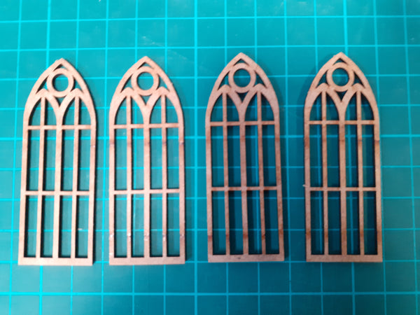 1/35 scale laser cut wooden Small Church windows (4 pcs)