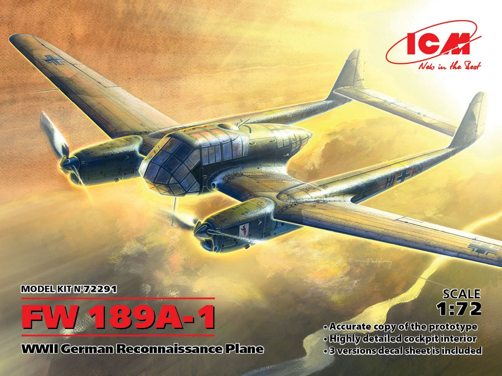 ICM 1/72 WW2 FW 189A-1, WWII German Reconnaissance Plane