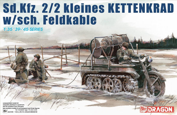 Dragon 1/35 WW2 German Sd.Kfz.2/2 kleines Kettenkrad w/sch.Feldkable (Driver and crew included)