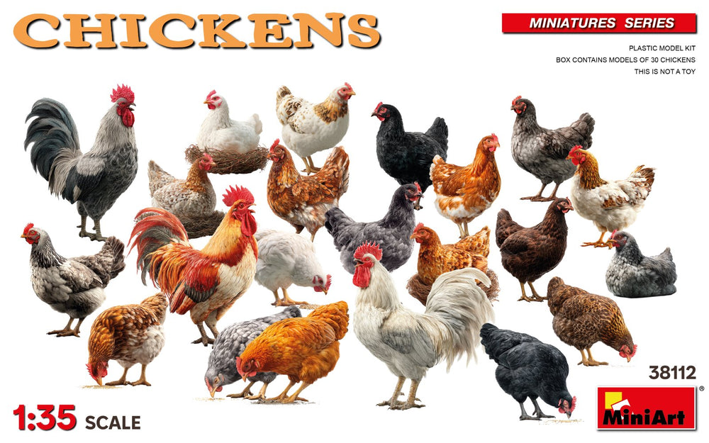 Miniart 1/35 scale Chickens! Farm and Diorama accessories