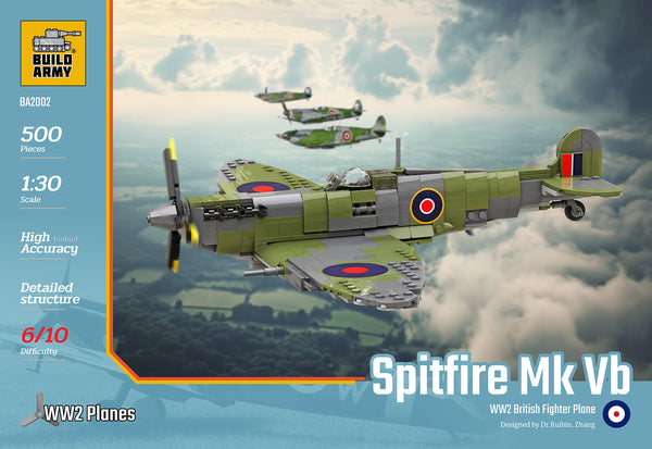 Build Army Brick building model WW2 British  Supermarine Spitfire Mk Vb Fighter Plane