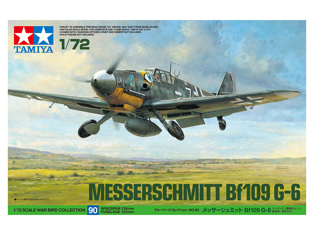 Tamiya 1/72 Scale WW2 German Messerschmitt Bf109 G-6 fighter aircraft model kit