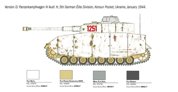 Italeri 1/35 WW2 German Pz. Kpfw. Iv Ausf. H C tank model kit