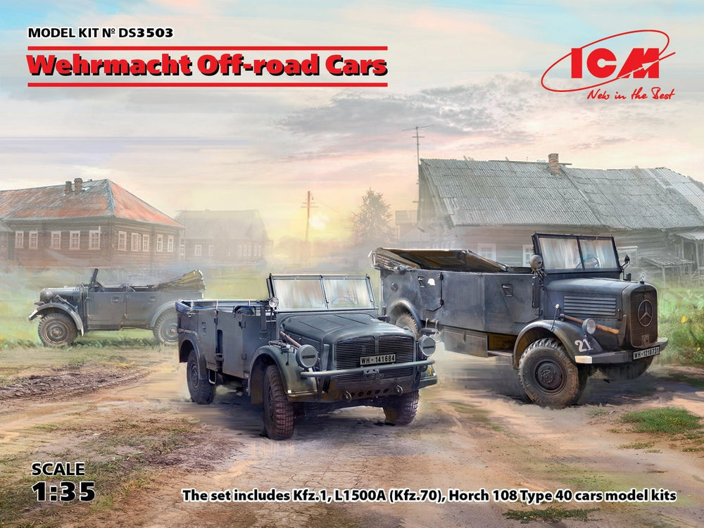 ICM 1/35 WW2 German Wehrmacht Off-road Cars (Kfz.1, Horch 108 Typ 40, L1500A)