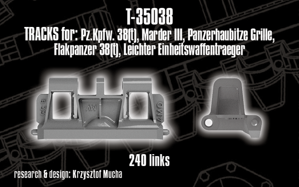 Quick Tracks 1/35 scale WW2 track upgrade Tracks for Pz.Kpfw. 38(t), Marder III, Panzerhaubitze Grille, Flakpanzer 38(t), Leichter Einheitswaffentraeger