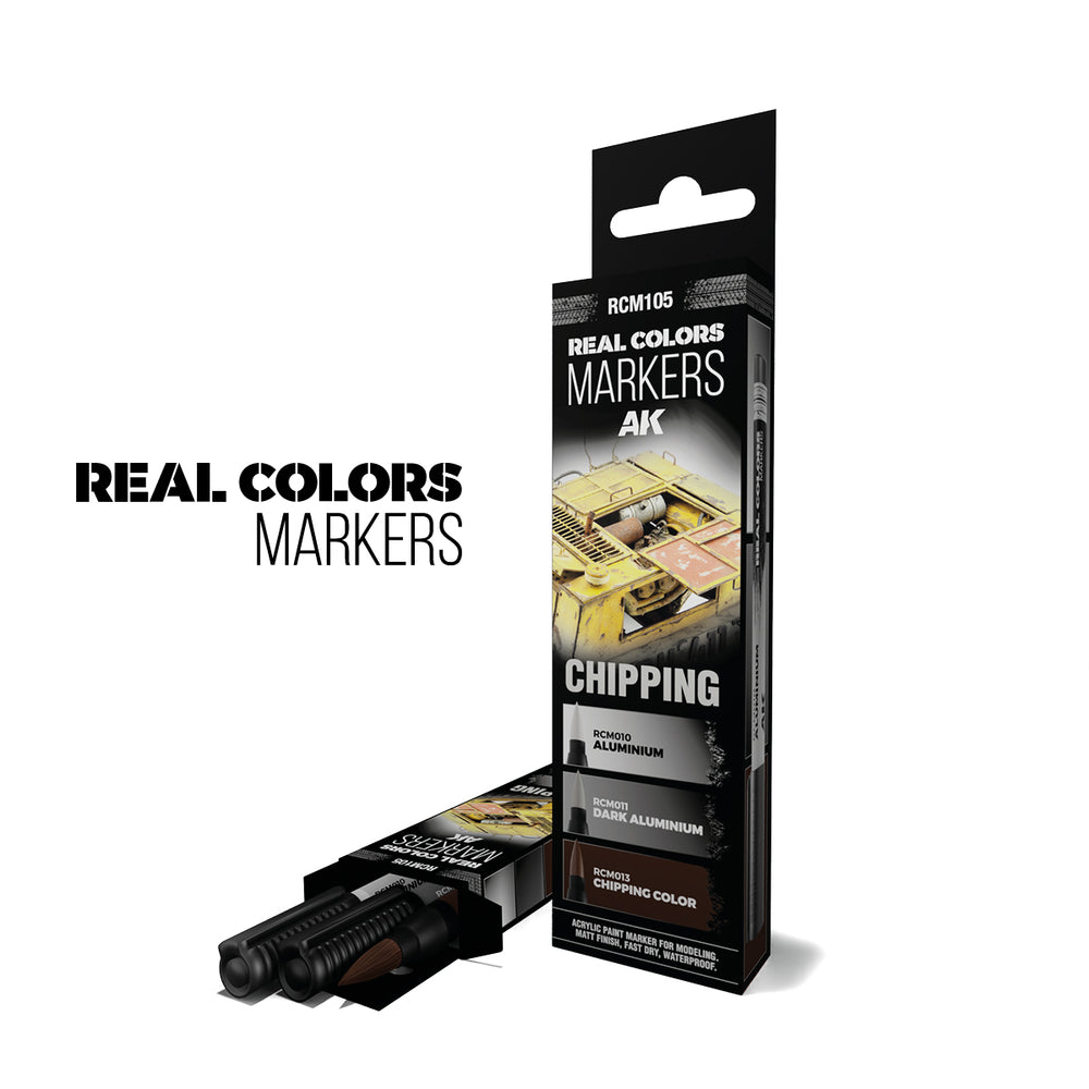 AK Interactive Real Colour Marker - CHIPPING - SET 3 REAL COLORS MARKERS