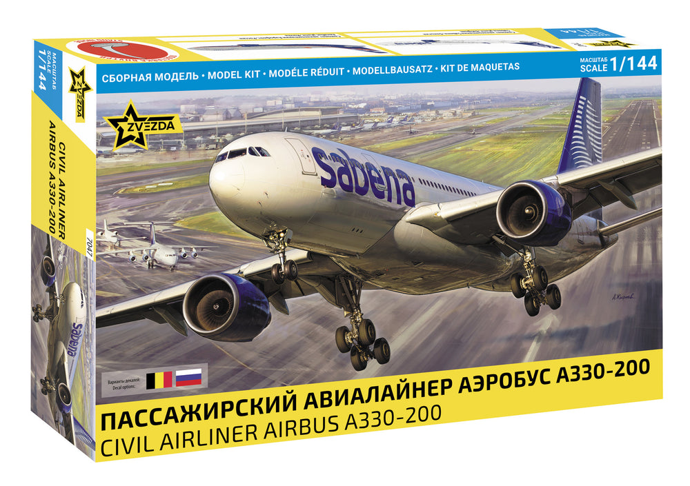 ZVEZDA 1/144 scale CIVIL AIRLINER Airbus A330-200 plane model kit