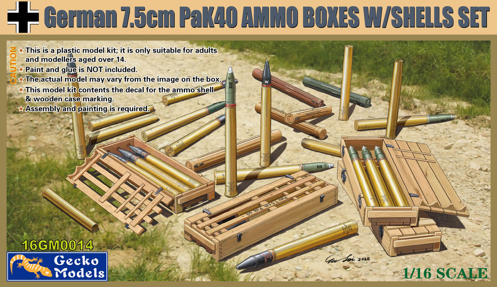 Gecko 1/16 WW2 German 7.5cm PaK40 Ammo Boxes With Shells Set