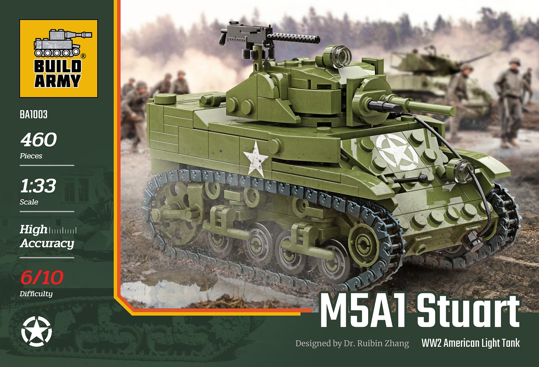 Buling Stuart Build Army Brick building model WW2 USA M5A1 Stuart Light Tank | Fields ...