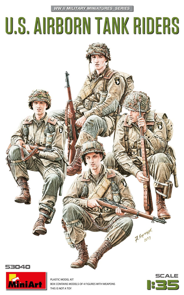 Miniart 1/35 scale WW2 U.S. Airborne tank riders in seated poses