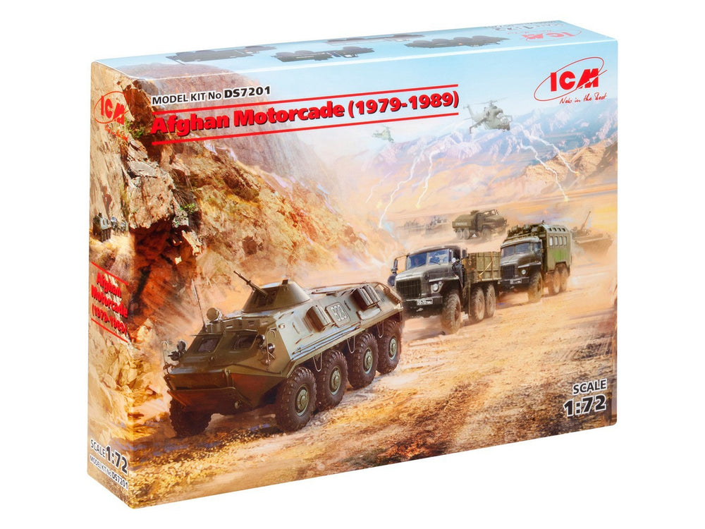 ICM 1/72 Afghan Motorcade (1979-1989) URAL-375D, URAL-375A, ATZ-5-375, BTR-60PB (Set of 3)