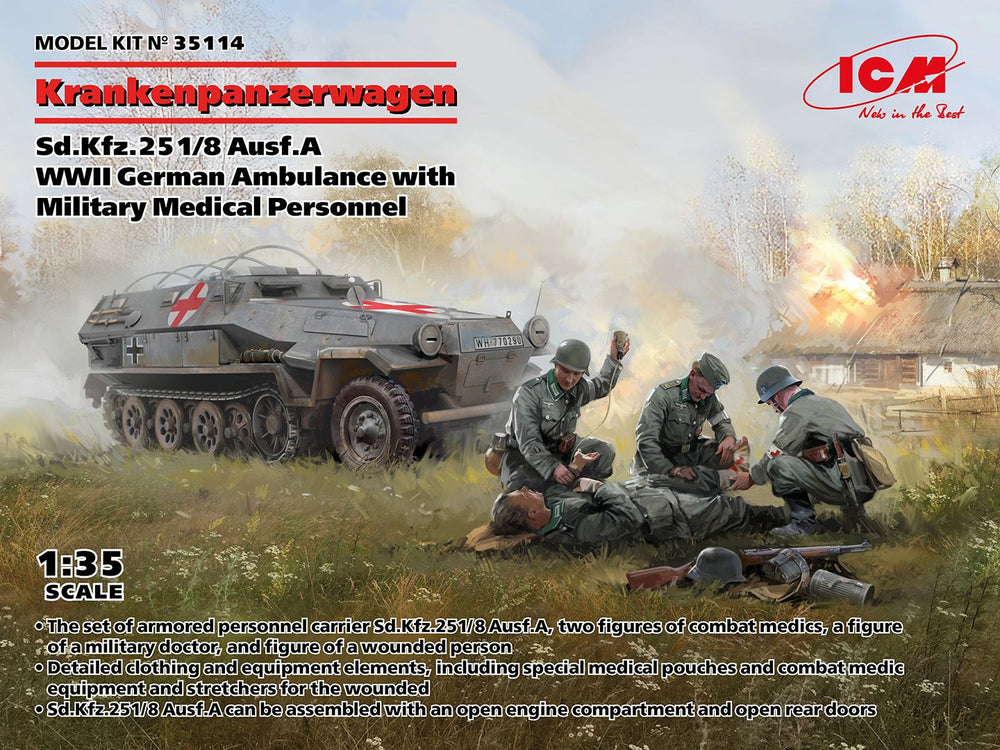 ICM 1/35 Sd.Kfz.251/8 Ausf.A , WWII German Ambulance with Military Medical Personnel