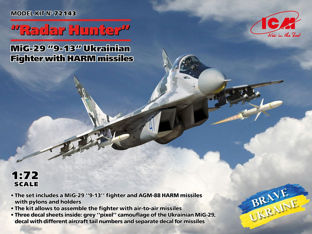 ICM 1/72 Radar Hunter, MiG-29 '9-13' Ukrainian Fighter with HARM missiles