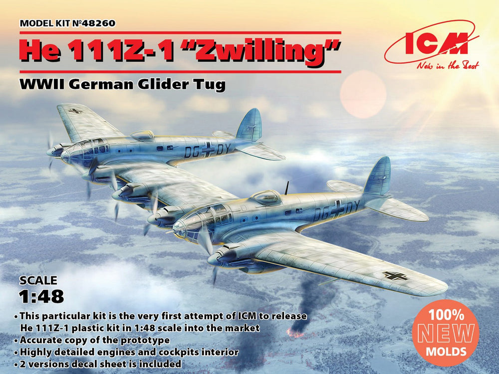 ICM1/48 He 111Z-1 “Zwilling”, WWII German Glider Tug