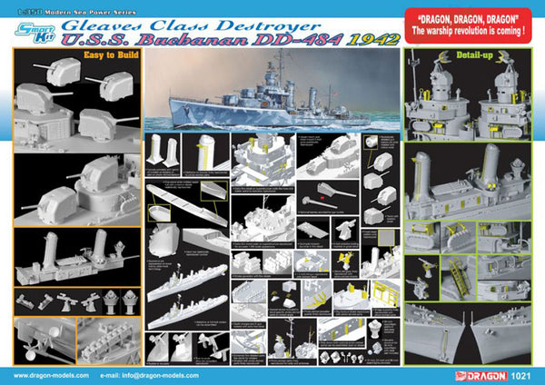 Dragon 1/350 WW2 U.S.S. Buchanan DD-484 Gleaves Class Destroyer 1942