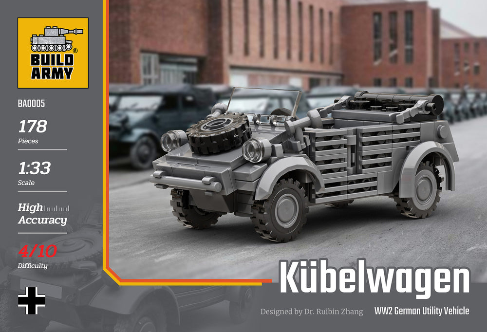 Build Army Brick building model WW2 German Kubelwagen Car