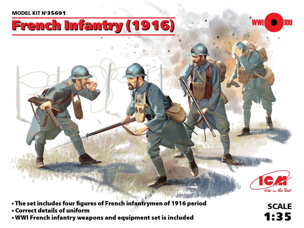 ICM 1/35 WW1 French Infantry (1916) (4 figures)