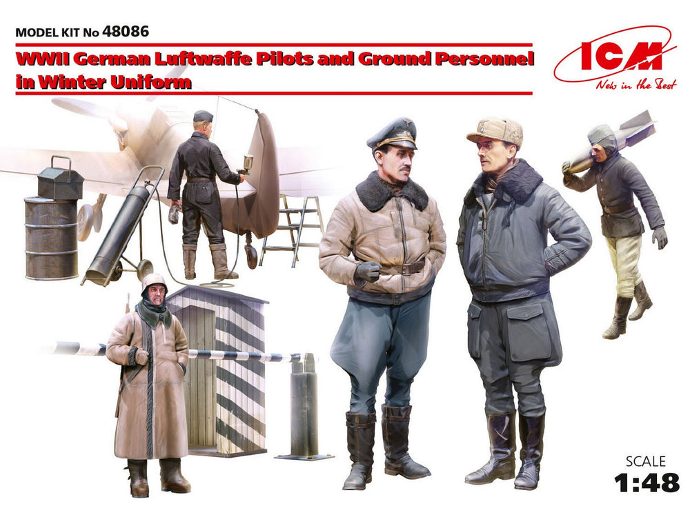 ICM 1/48 scale WW2 German Luftwaffe Pilots and Ground Personnel in Winter Uniform (5 figures)