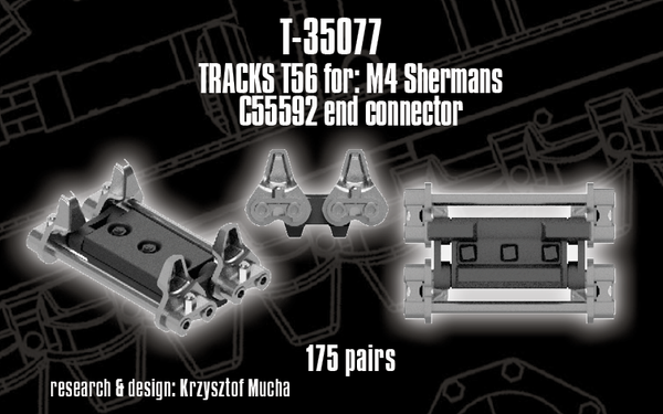 Quick Tracks 1/35 scale WW2 track upgrade T56 tracks – M4 Sherman; C55592 en connector