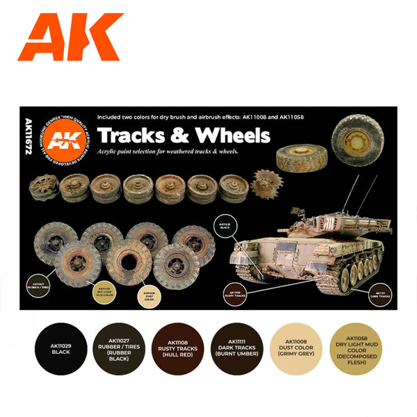 AK Interactive 3G Acrylic Paint Set - Weathered Track and Wheels (AK11672), Black