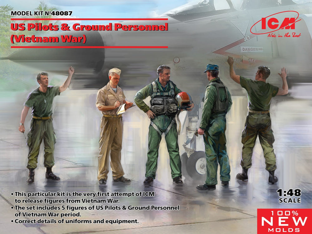 ICM 1/48 scale US Pilots & Ground Personnel (Vietnam War) (5 figures) (100% new molds)