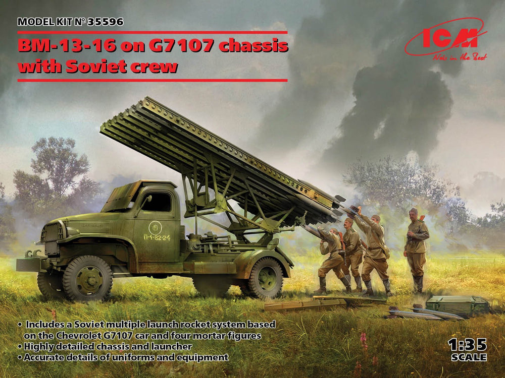 ICM 1/35 WW2 Russian BM-13-16 on G7107 Chassis with 4 Soviet Crew Figures